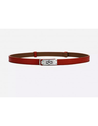 Isa genuine leather belt red silver